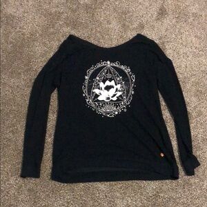 Kendall & Kylie Black Sweatshirt with Lotus Design